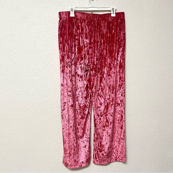 Fabletics Go-To Crushed Velour Wide Leg Pant Women's Size 2XL Strawberry Red - Picture 3 of 6
